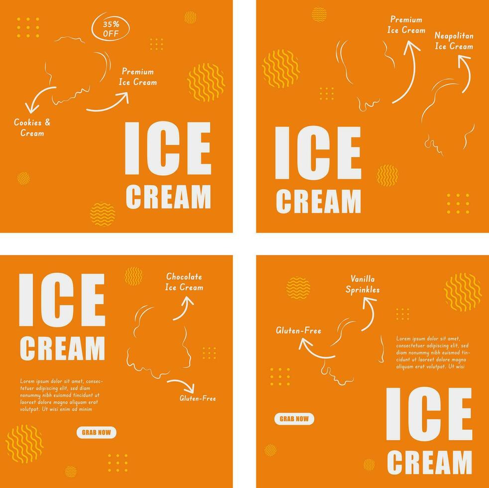 Ice cream template promotion for social media marketing vector