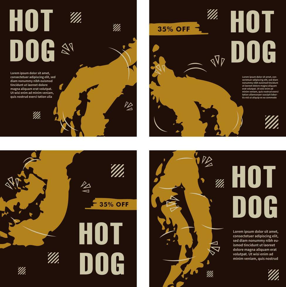 Delicious hot dog template set vector
