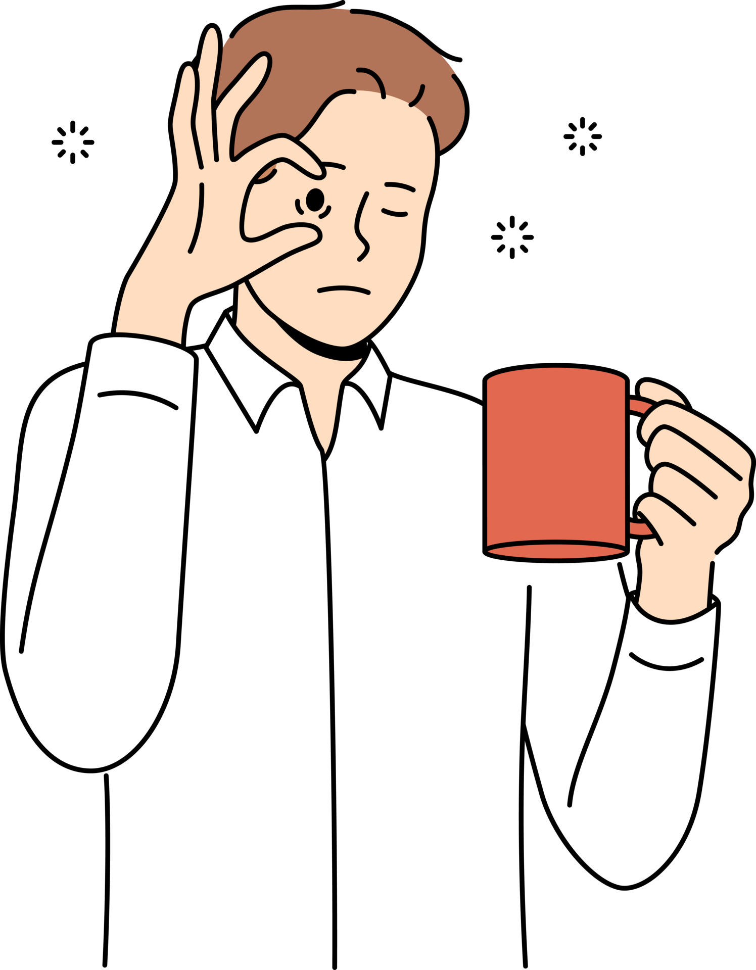 Sleepy Man With Mug Of Coffee Opens Eyes With Hand And Needs To Rest the-contestants-women-for-progress