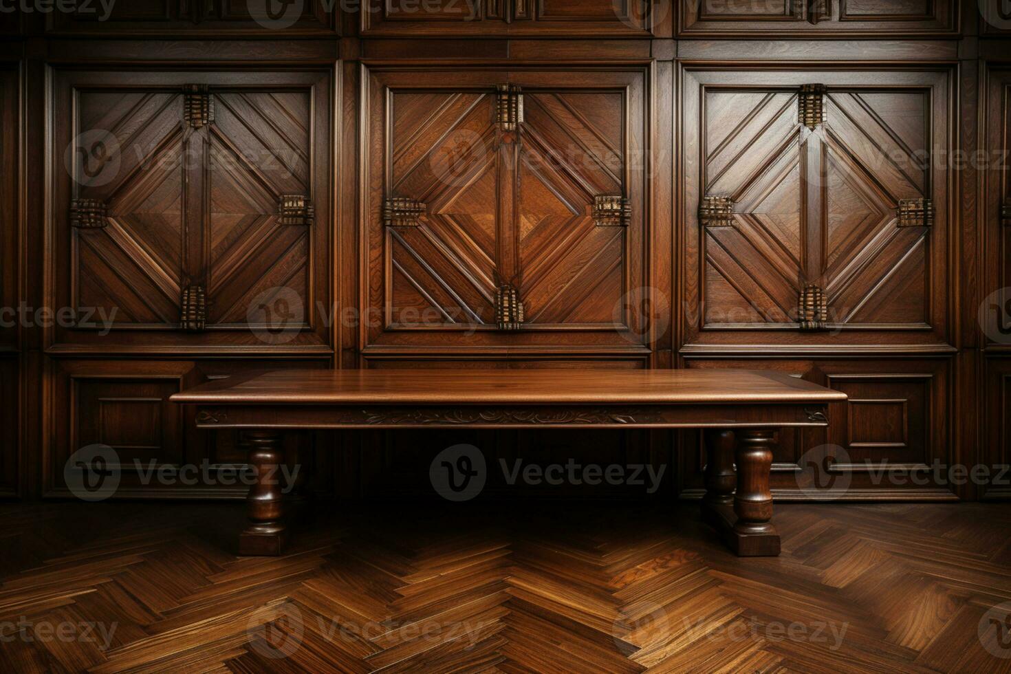 Luxury wood paneling background or texture on hall or courtroom AI Generated photo