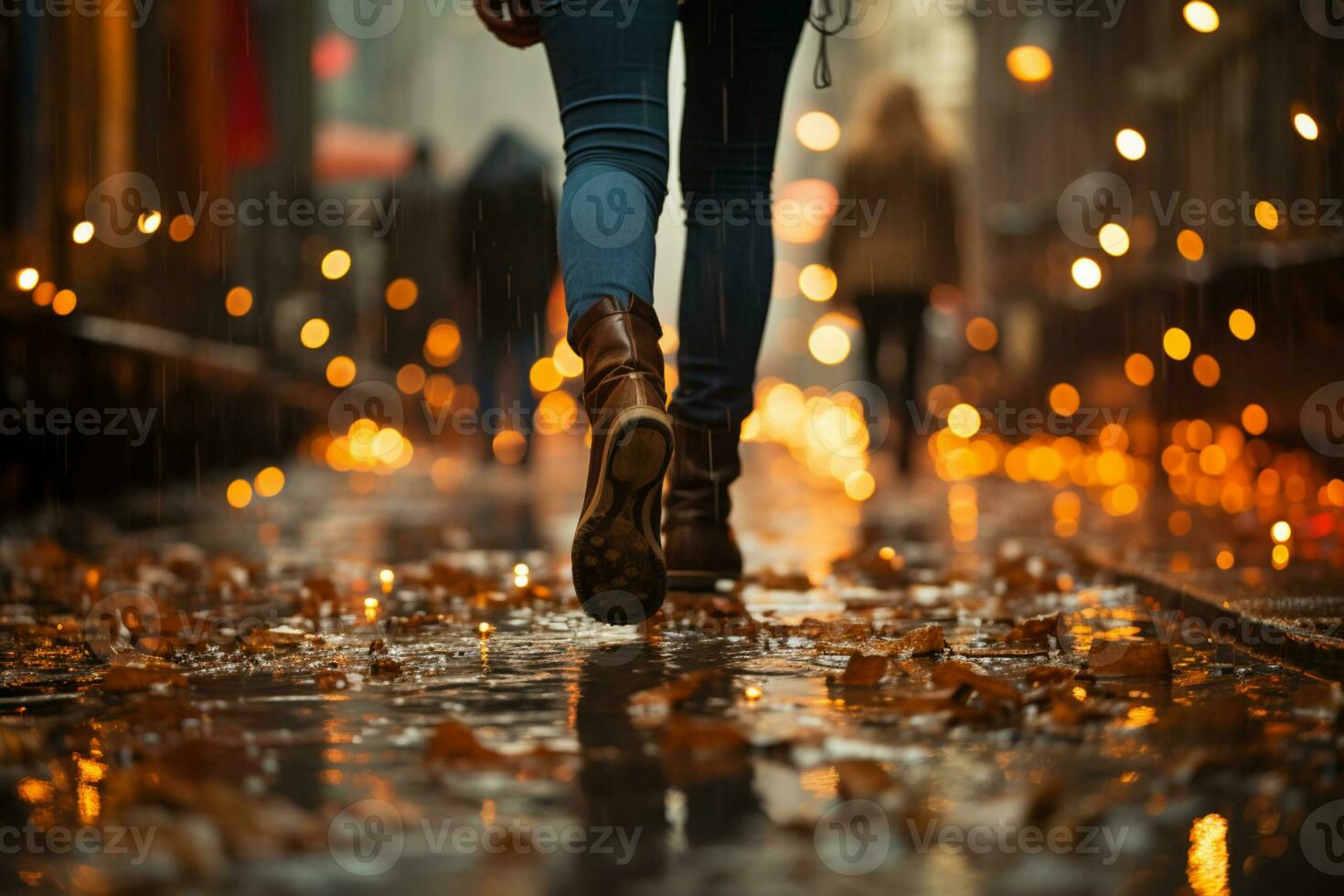 Joggers ready to run with focusing on their feet AI Generated photo