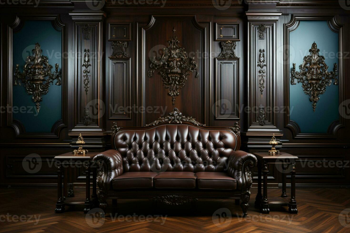 Luxury wood paneling background or texture on hall or courtroom AI Generated photo
