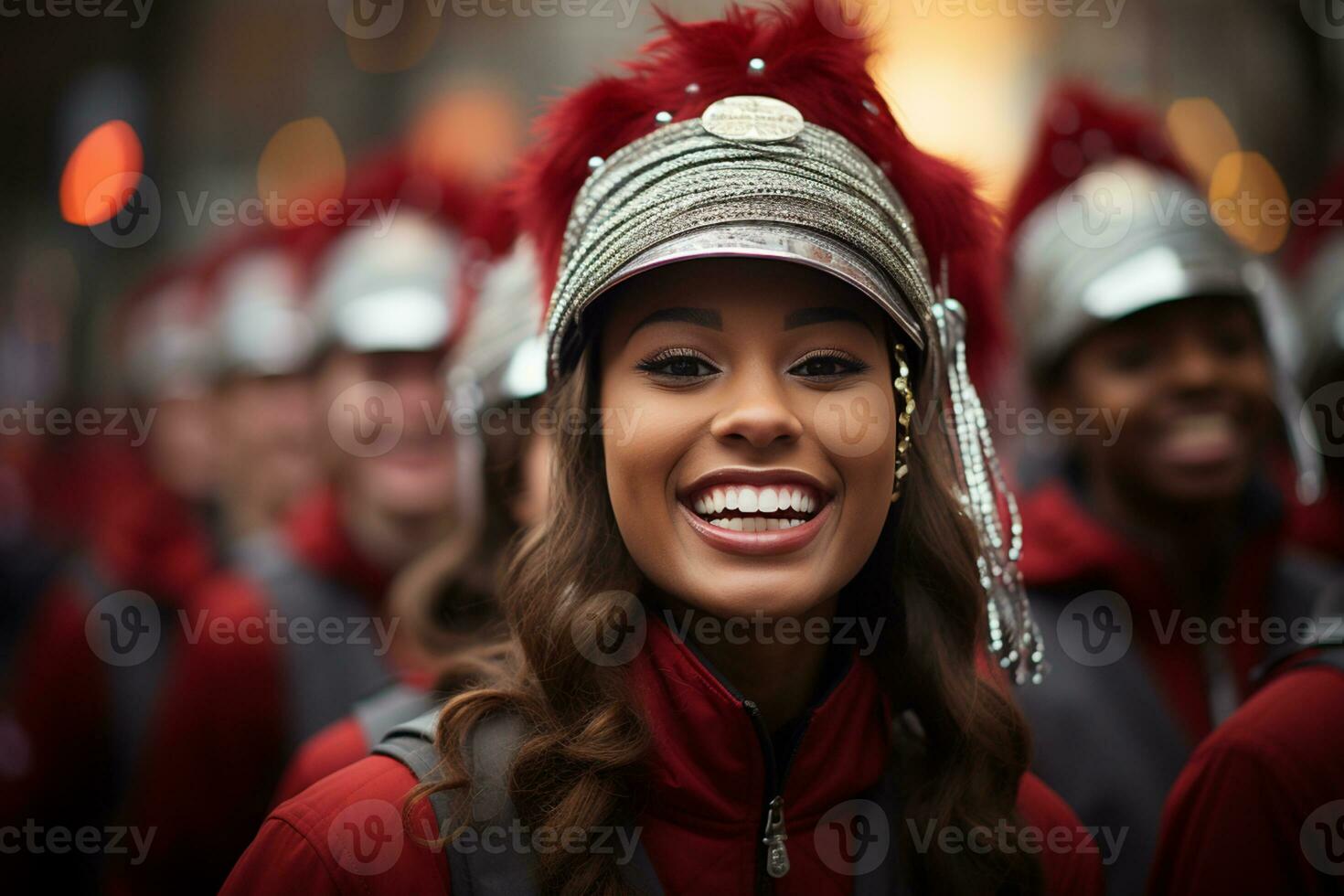 Marching band troops as they march along the street or march as part of a ceremony AI Generated photo