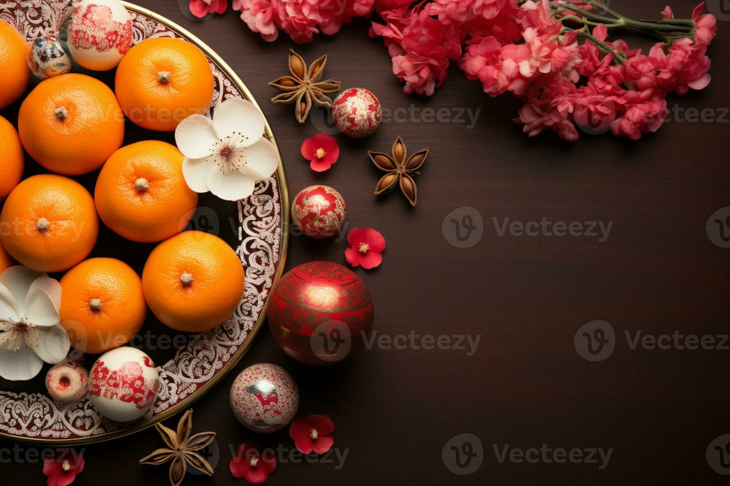 Chinese New Year decoration with Copy space for text, AI generated photo