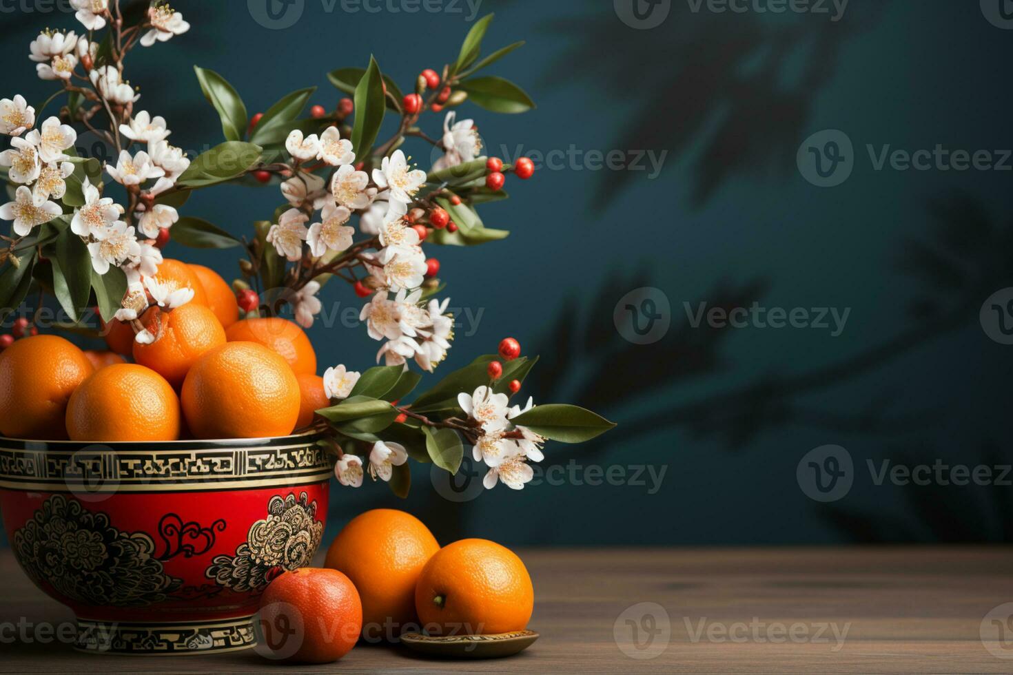 Chinese New Year decoration with Copy space for text, AI generated photo