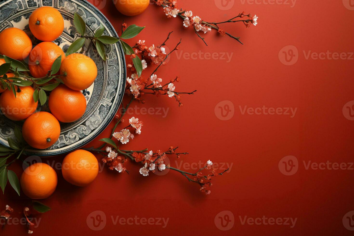 Chinese New Year decoration with Copy space for text, AI generated photo