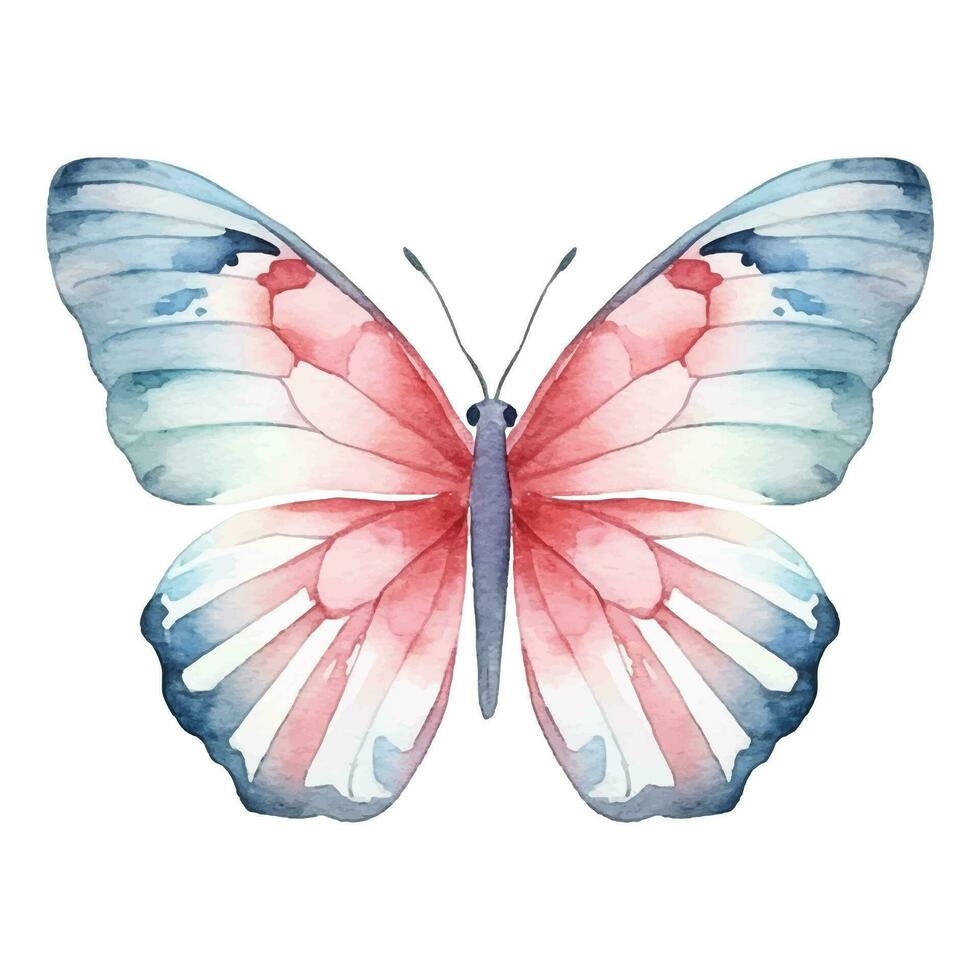 Watercolor exotic butterfly. Vector illustration with hand drawn butterfly, moth. Clip art image.