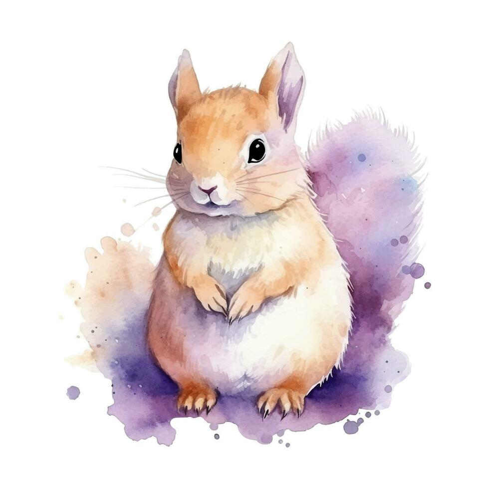 Watercolor squirrel. Vector illustration with hand drawn squirrel. Clip art image.