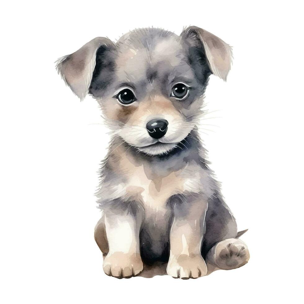 acuarela linda perro. vector ilustración con mano dibujado cachorro. acortar Arte imagen.