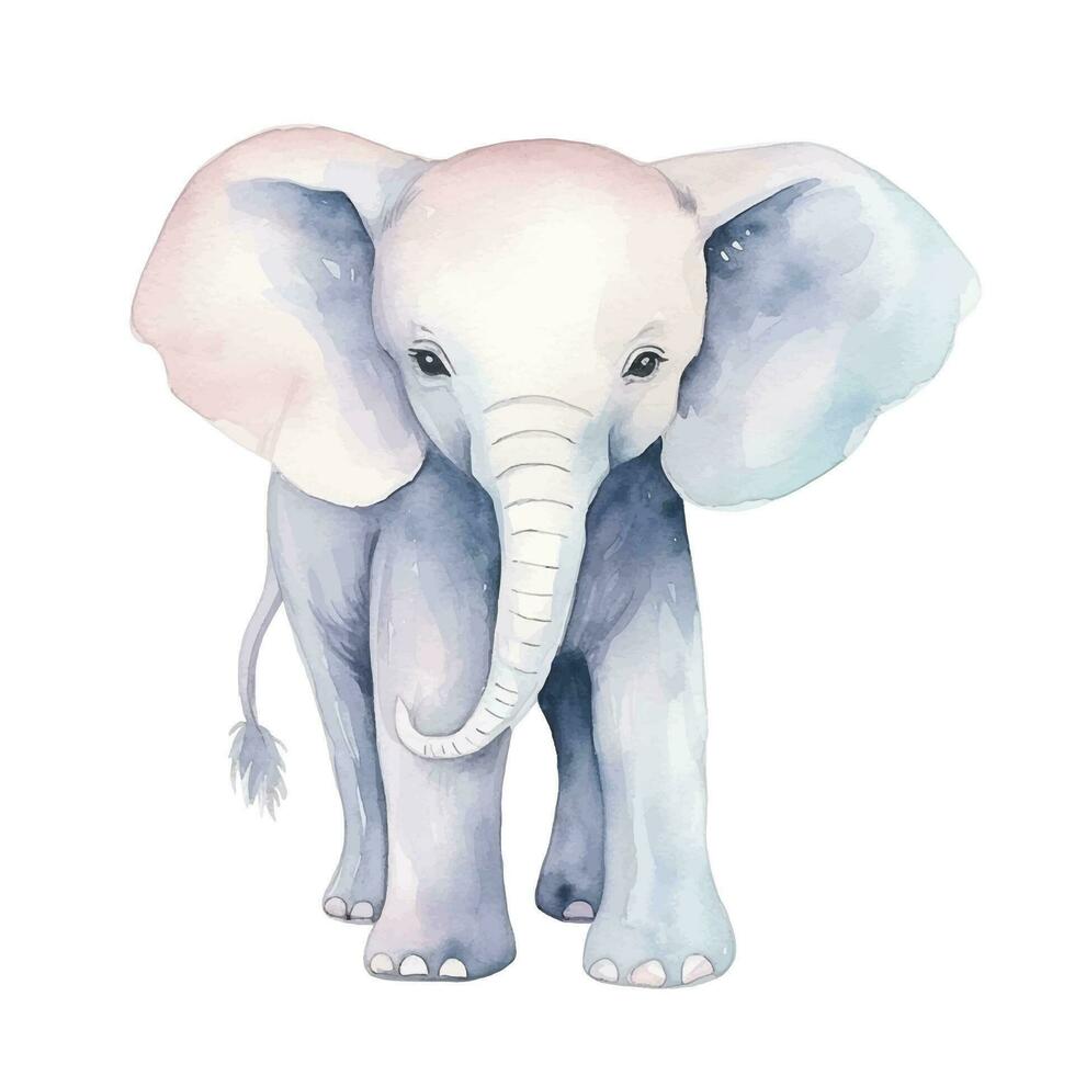 acuarela elefante. vector ilustración con mano dibujado elefante. acortar Arte imagen.