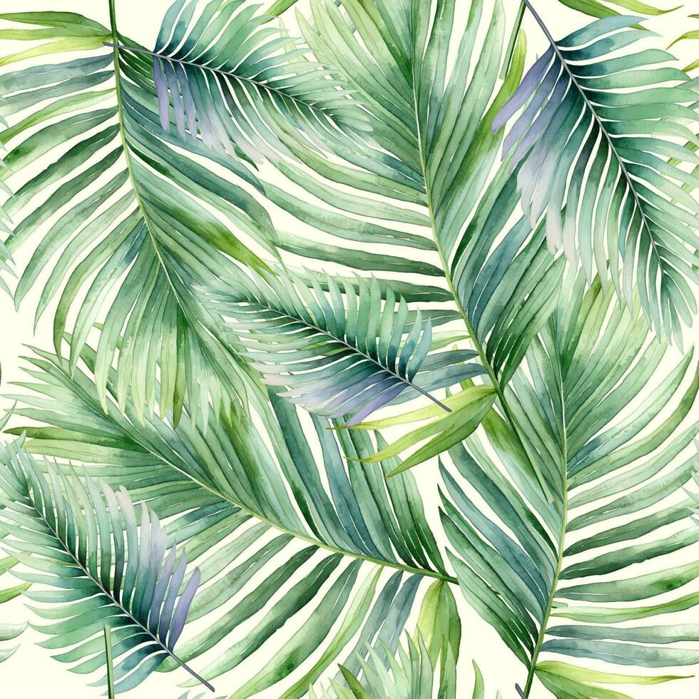 Seamless realistic vector botanical pattern. Watercolor tropical background. Watercolor pattern with exotic flowers