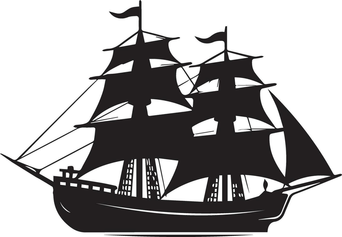 ship vector silhouette illustration 7