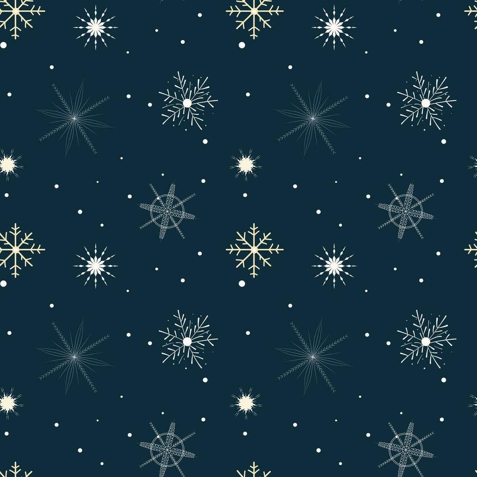 Winter seamless pattern with snowflakes. Christmas vector pattern. Winter card design.