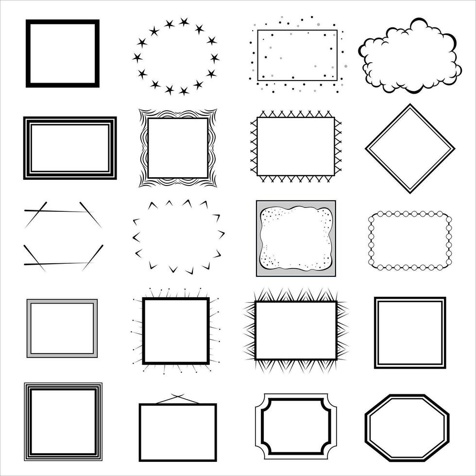 Set of simple line frames. Collection of vertical blank templates to decorate text. vector