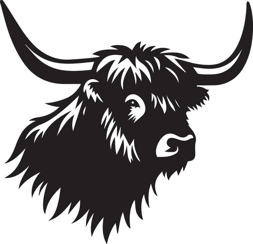 Yak Animal head vector silhouette illustration black color 15