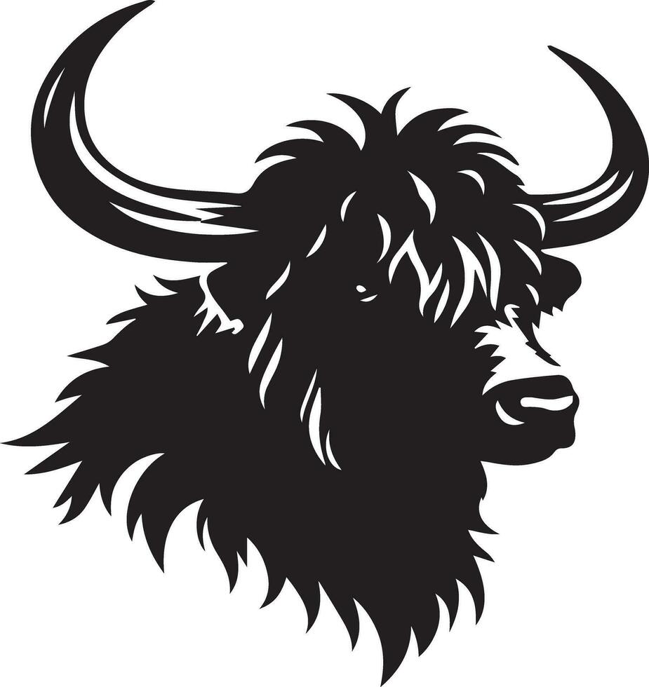 Yak Animal head vector silhouette illustration black color 18