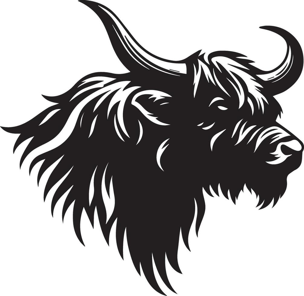 yak animal cabeza vector silueta ilustración negro color 14