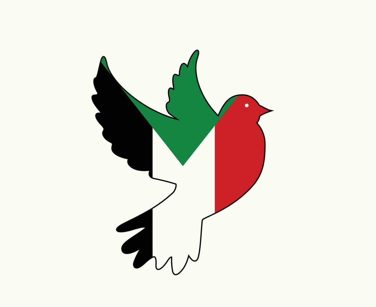 Sudan dove of peace Flag Emblem Symbol Abstract Middle East country Vector illustration Design