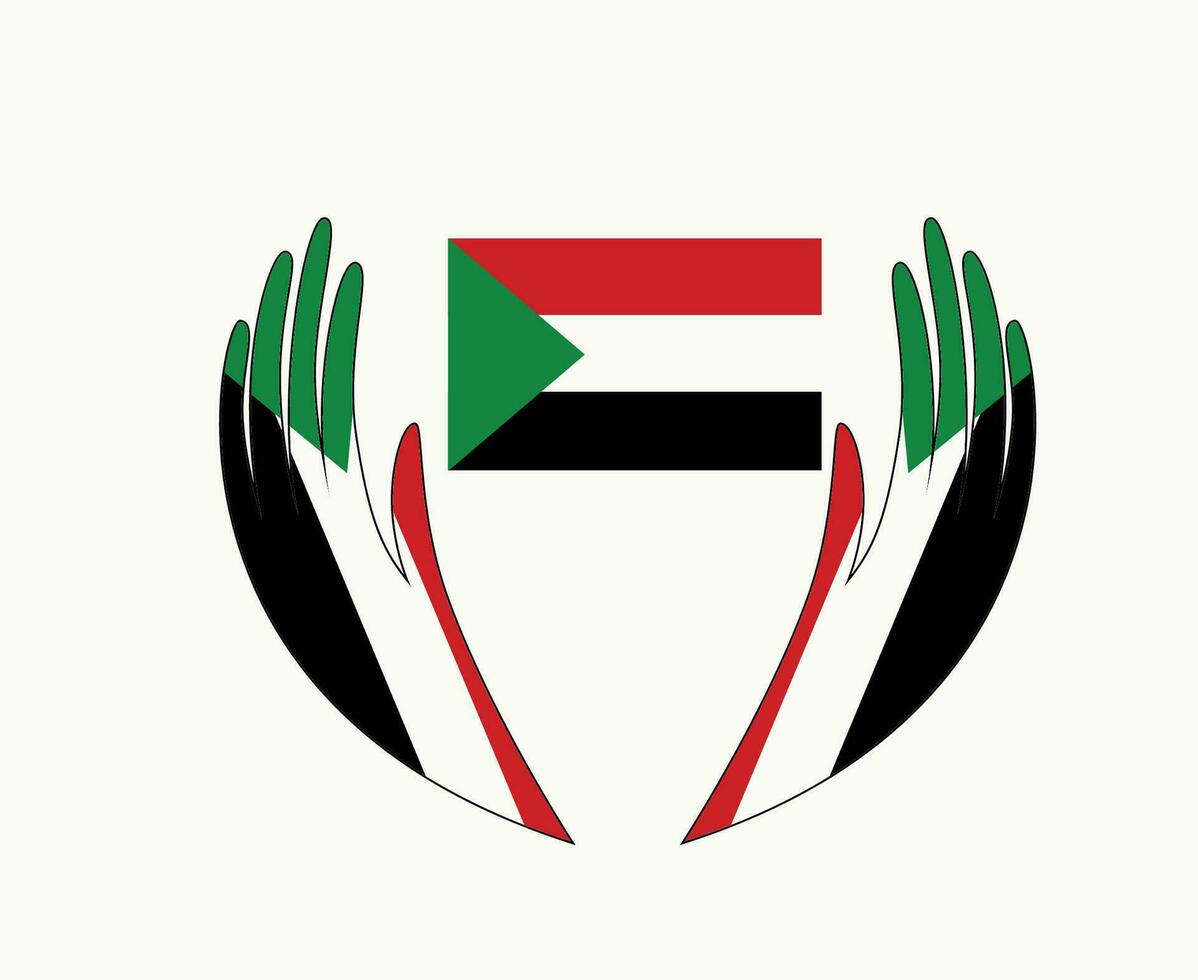 Sudan Flag Emblem With Hands Symbol Middle East country Abstract Design Vector illustration