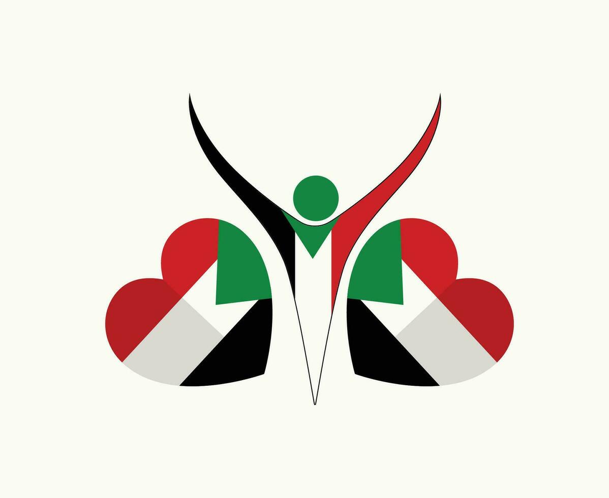Sudan Emblem Heart Flag Symbol Abstract Vector illustration Design
