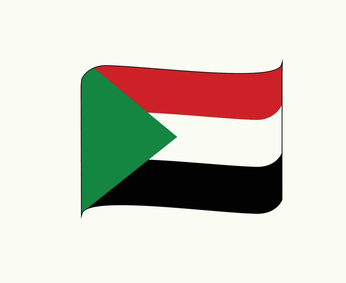 Sudan Flag Ribbon Emblem Middle East country Icon Vector Illustration Abstract Design Element