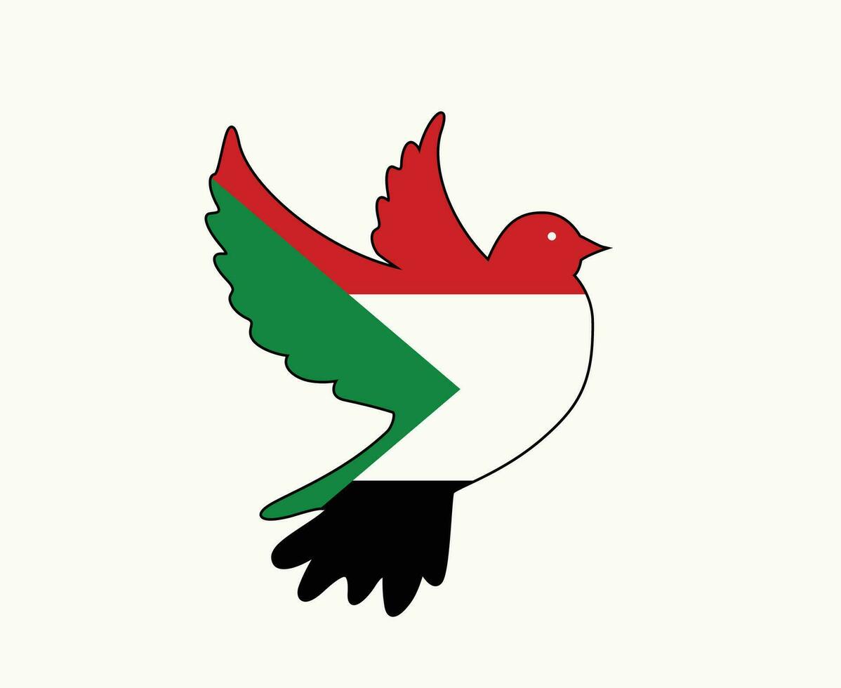 Sudan Flag dove of peace Emblem Symbol Abstract Middle East country Vector illustration Design