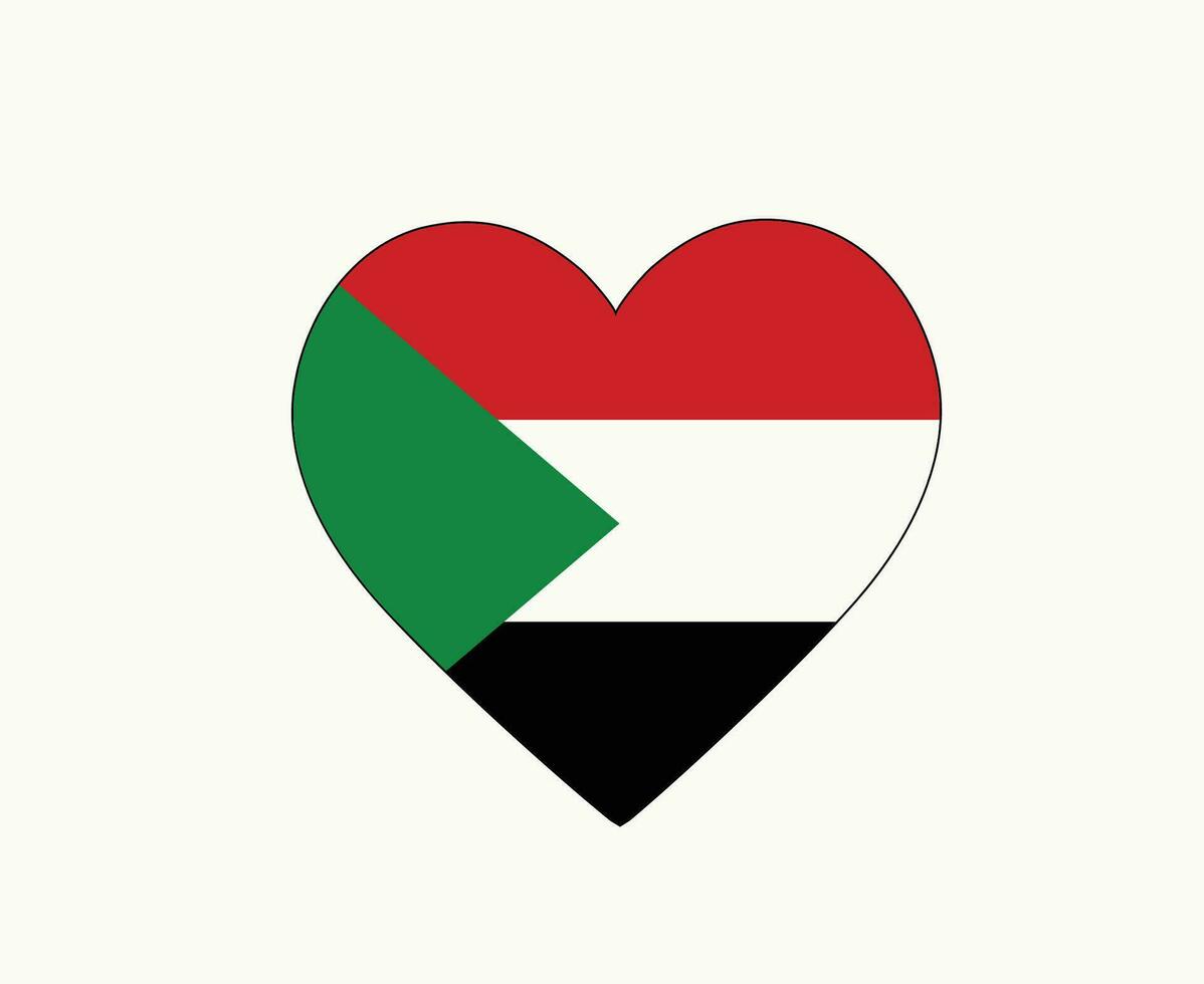 Sudan Flag Emblem Heart Middle East country Icon Vector Illustration Abstract Design Element