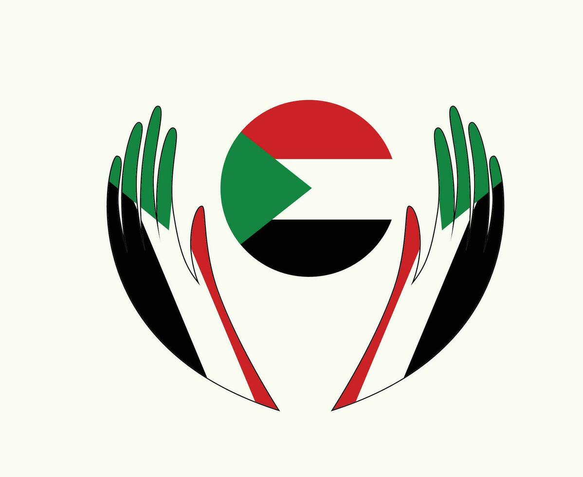 Sudan Flag With Hands Symbol Middle East country Abstract Design Vector illustration