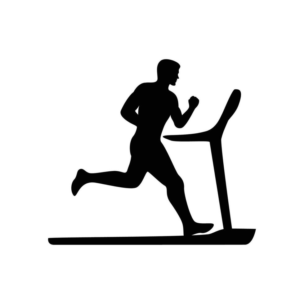 hombre corriendo en un rueda de andar silueta diseño. deporte gimnasio firmar y símbolo. vector