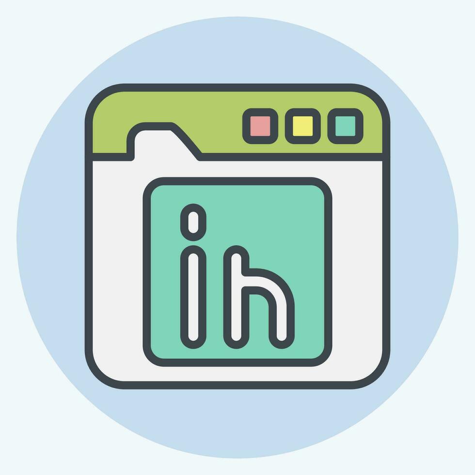 Icon Linkedin. related to Communication symbol. color mate style. simple design editable. simple illustration vector