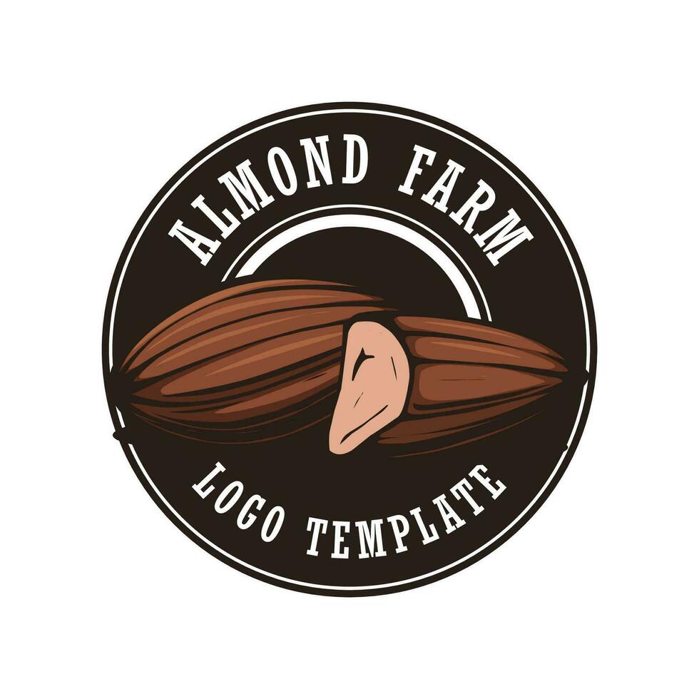 almond nut farm logo template vector