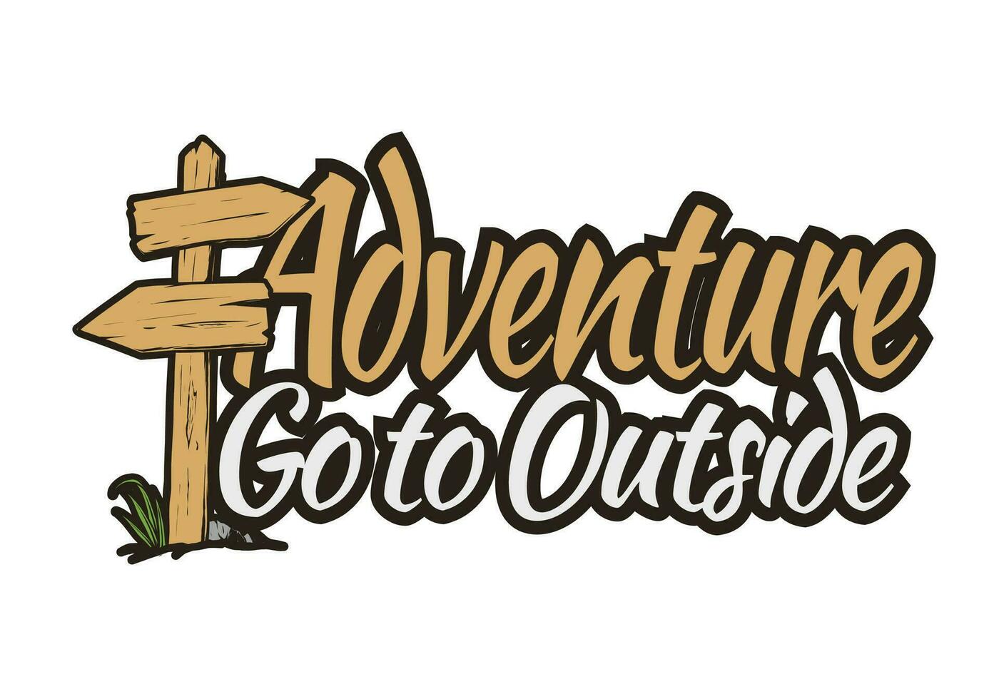 Adventure design with wooden guide sign illustration vector