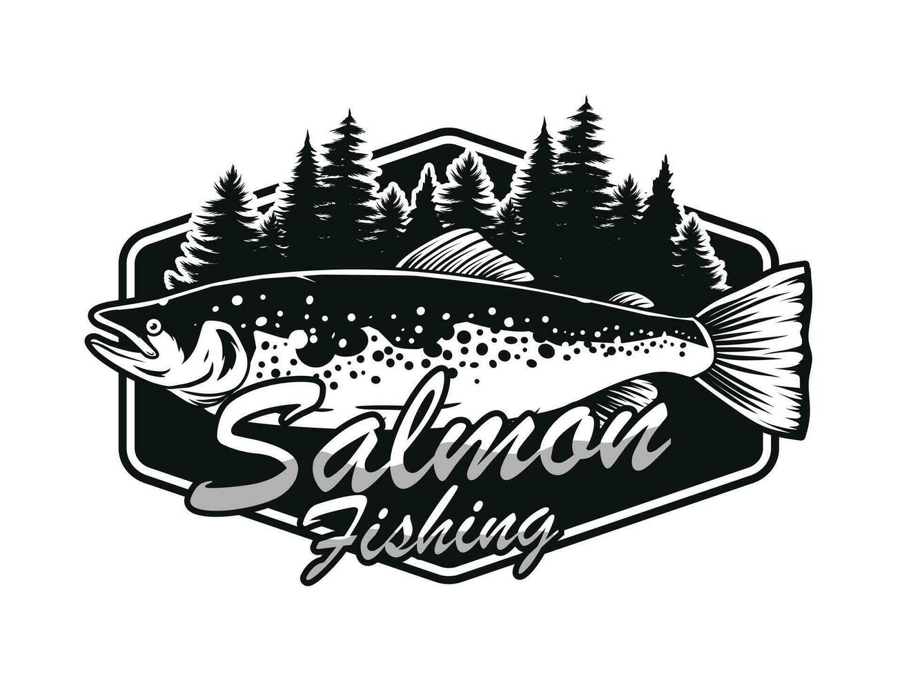 wild salmon fishing logo concept vector