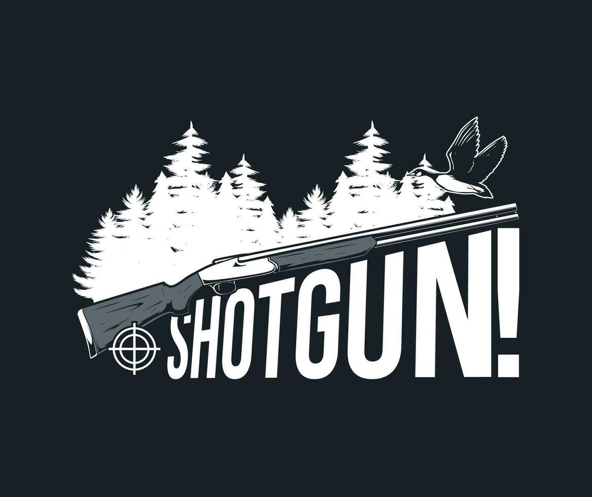 wild hunting with shotgun logo vector