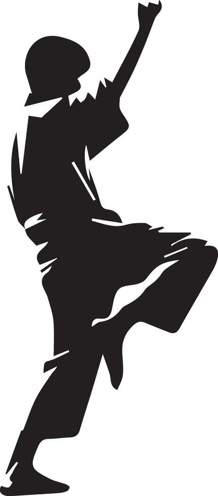 Kung fu man pose vector silhouette illustration 10
