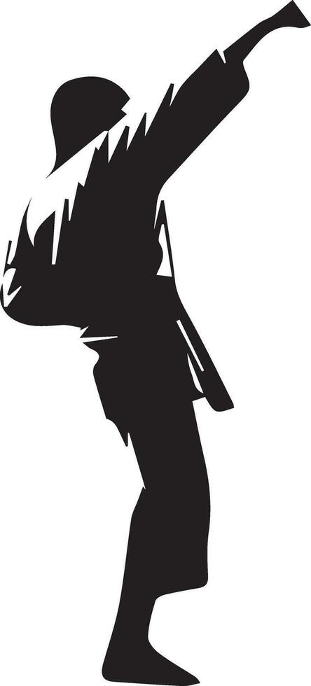 Kung fu man pose vector silhouette illustration 2