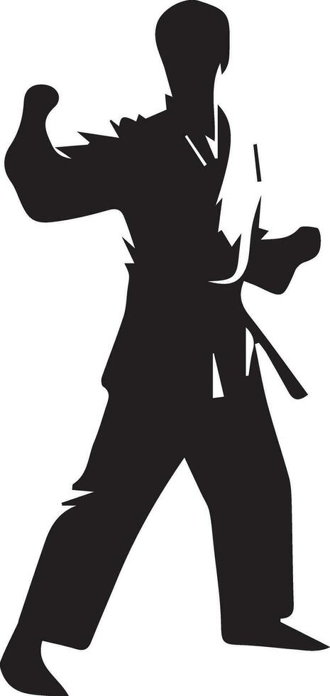 Kung fu man pose vector silhouette illustration 11