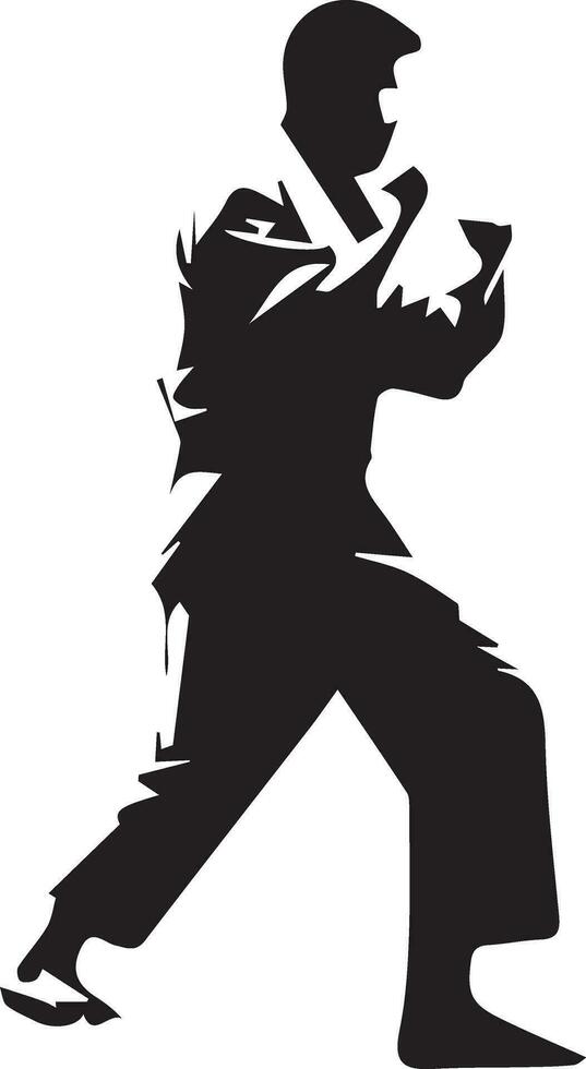 Kung fu man pose vector silhouette illustration 4