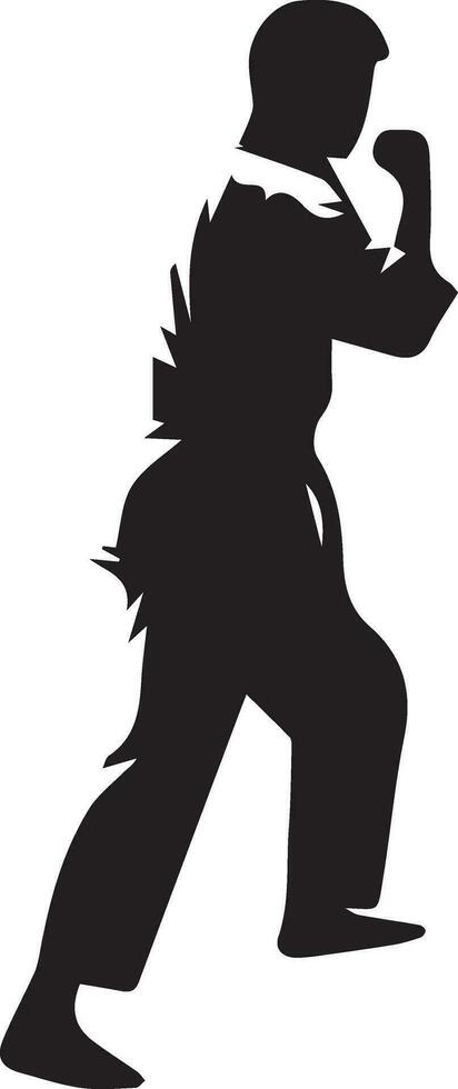 Kung fu man pose vector silhouette illustration 8
