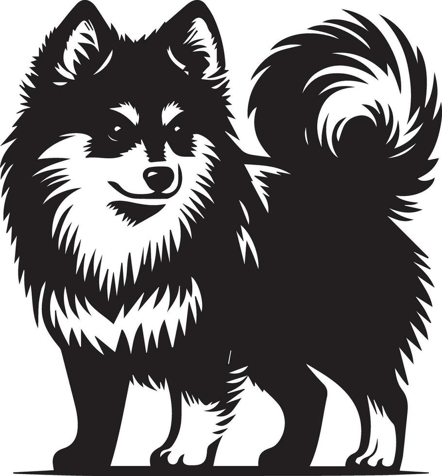 Yakutian Laika vector silhouette illustration black color