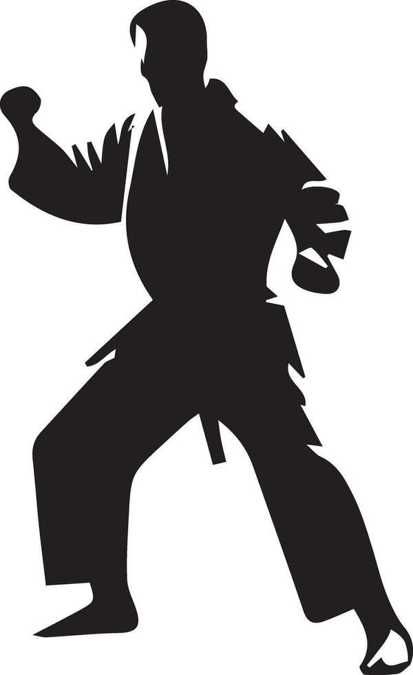 Kung fu man pose vector silhouette illustration 13