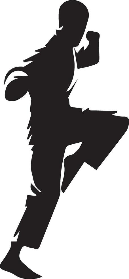 Kung fu man pose vector silhouette illustration 14