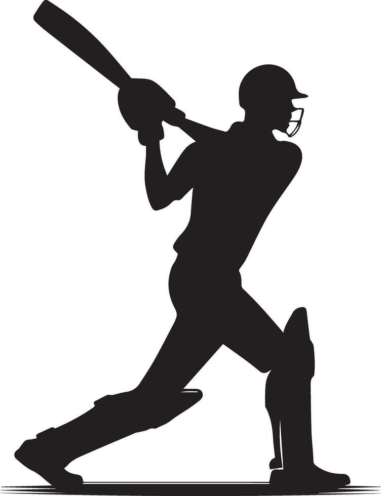 cricketer pose vector silhouette