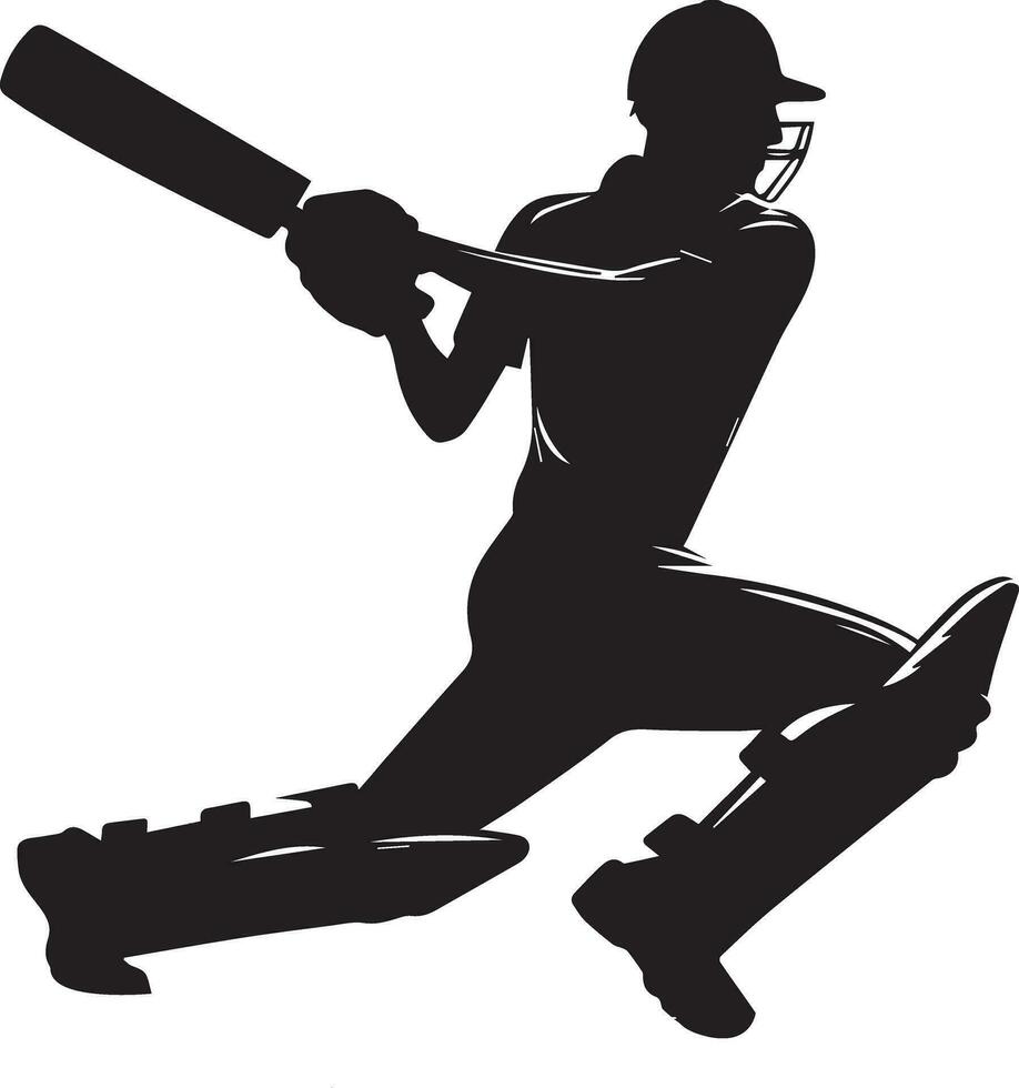 cricketer pose vector silhouette