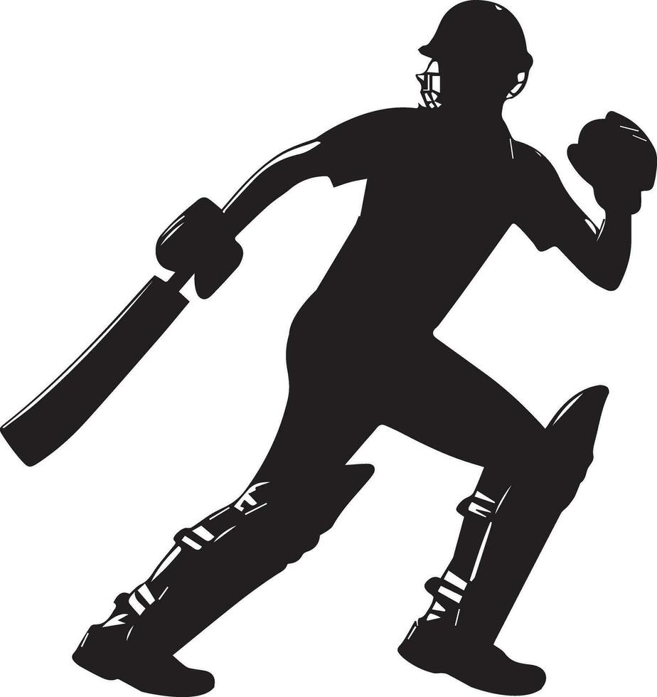 jugador de cricket actitud vector silueta