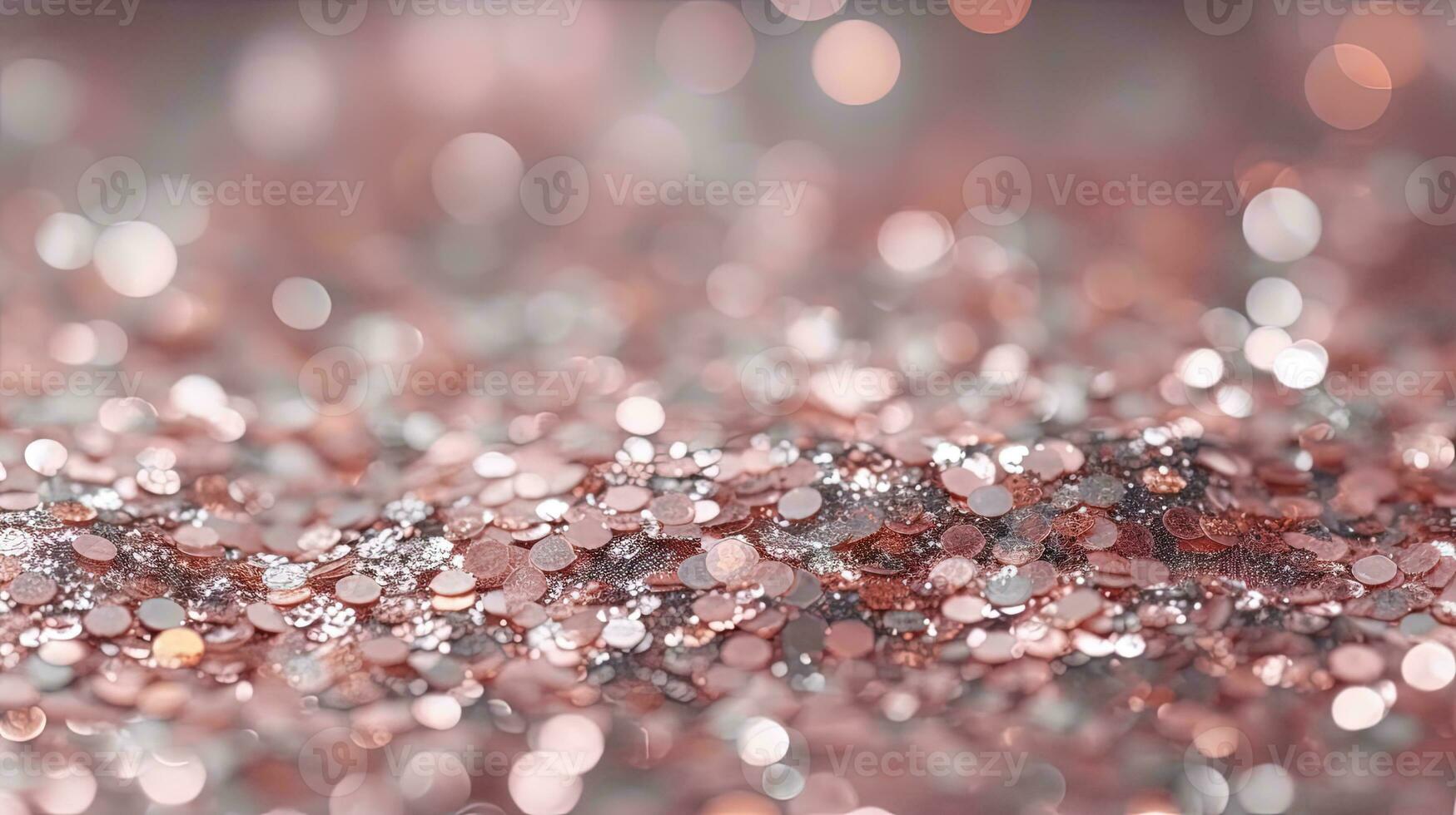 Abstract shiny background with pink glitter. Scattered confetti sparkles with light rose pastel color. Generated AI. photo