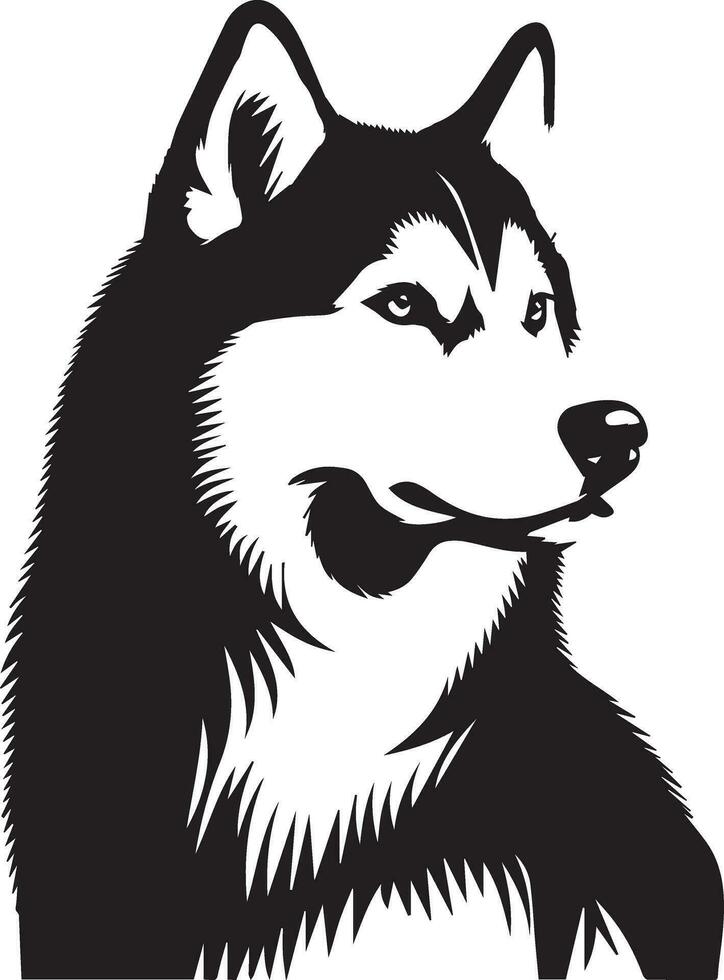 Siberian husky dog vector silhouette 14