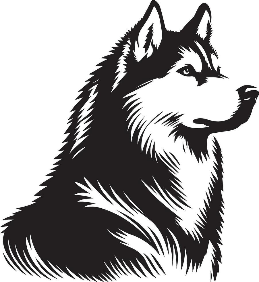 Siberian husky dog vector silhouette 17