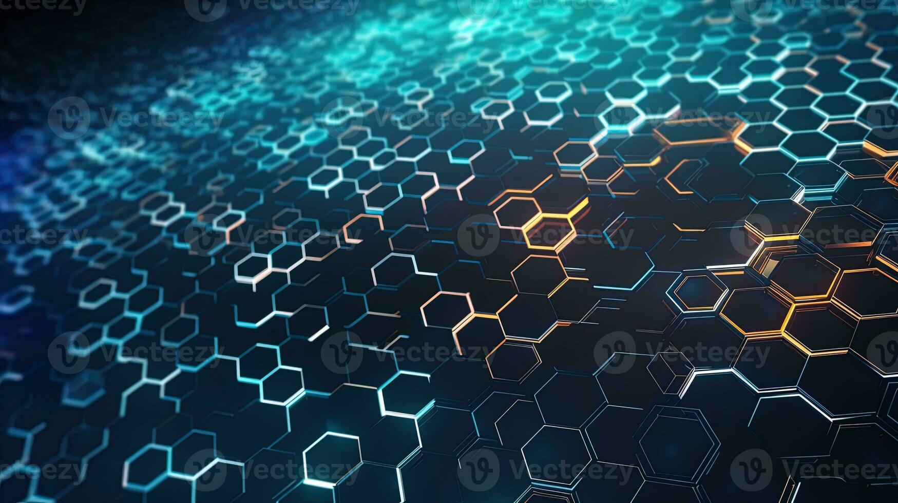 Abstract technological hexagonal background digital Technology Network Background Illustration Futuristic point wave. photo