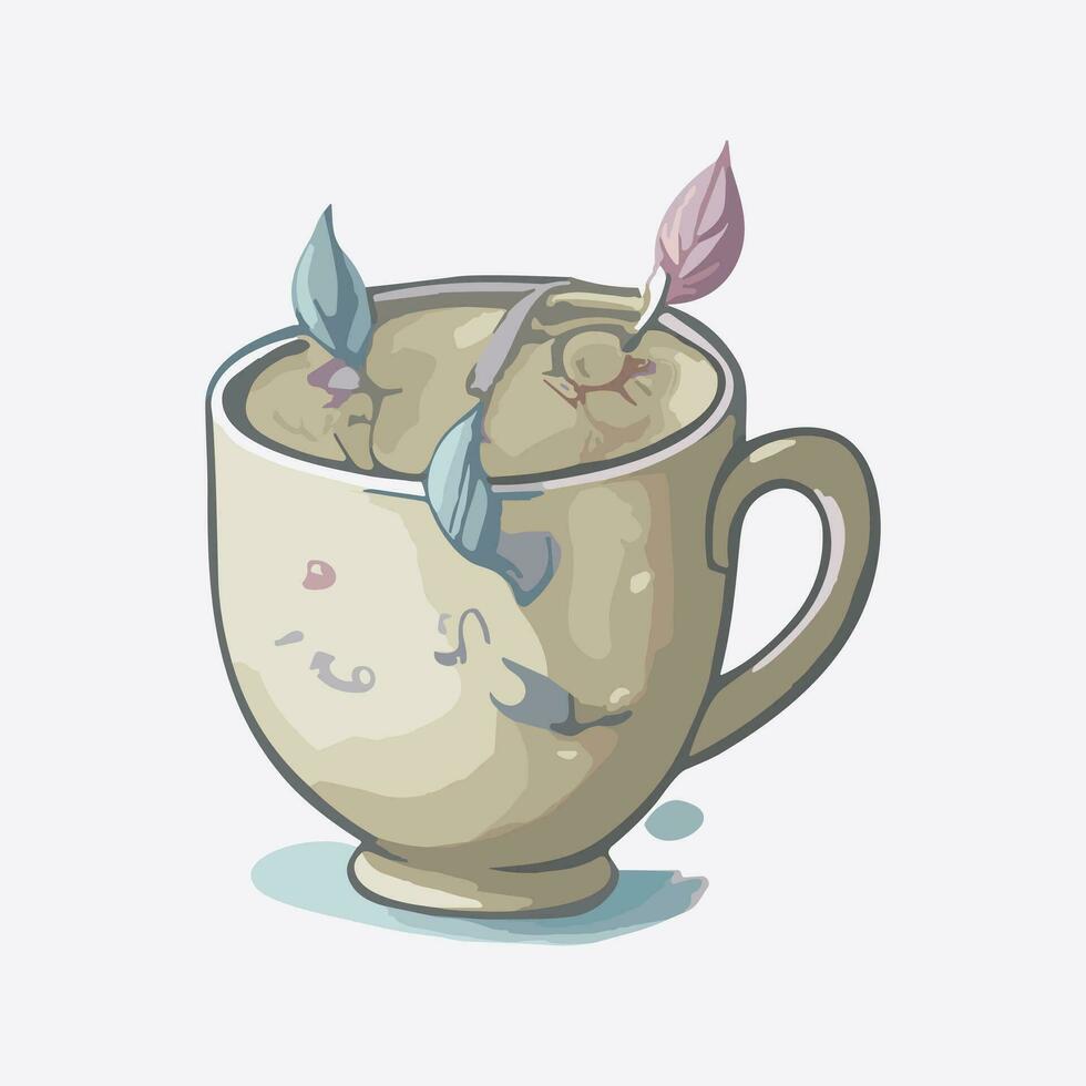 Delicate porcelain teacup vector illustration